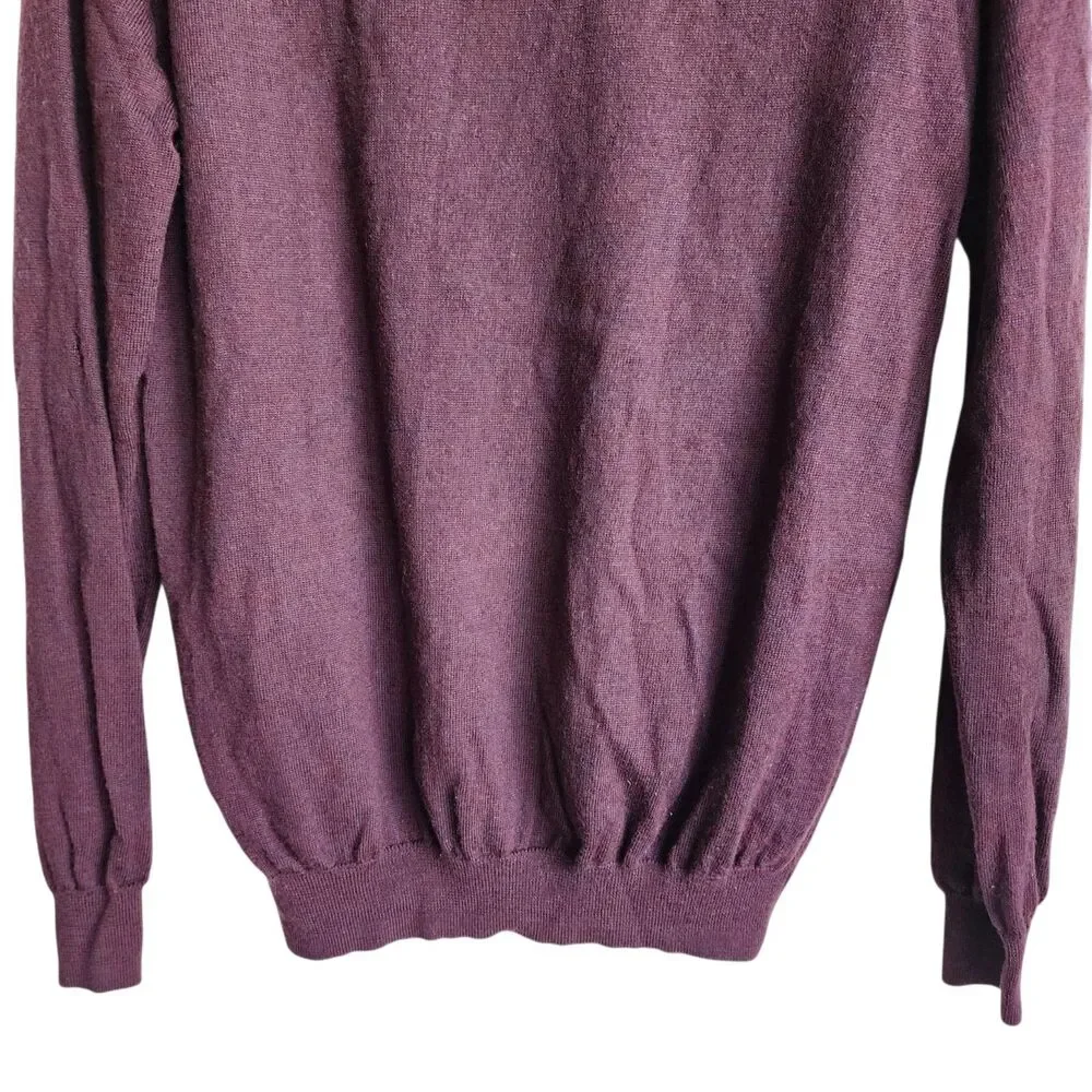 Joseph Abboud V-Neck Sweater Extra Fine Merino Wool Purple Pullover Knit Mens